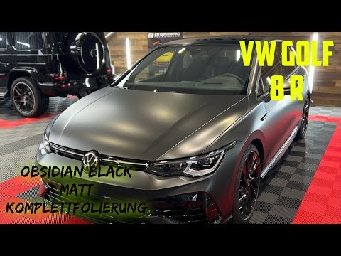 So muss das aussehen! Vw Golf 8 R Komplettfolierung in Obsidian Black Matt by CR CarWrapping in Wü