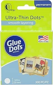 Glue Dots Clear Dot Roll, Ultra Thin .375" 300/Pkg - 174922