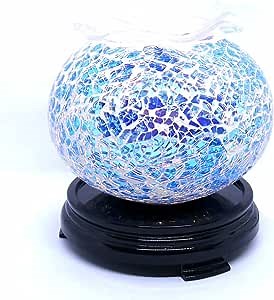 Blue Cracked Glass Design Globe Aroma Oil and Melt Warmer Diffuser On Dimmer with Dish