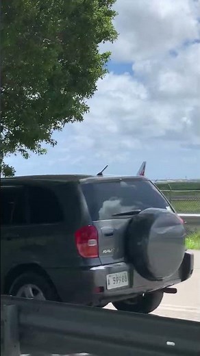Perfect landing at the V.C. Bird International airport runway in Antigua.