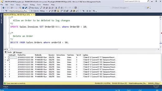 2.Validating And Modifying Data With Dml Triggers - 16.Demo - Creating An Audit Log With Delete Triggers