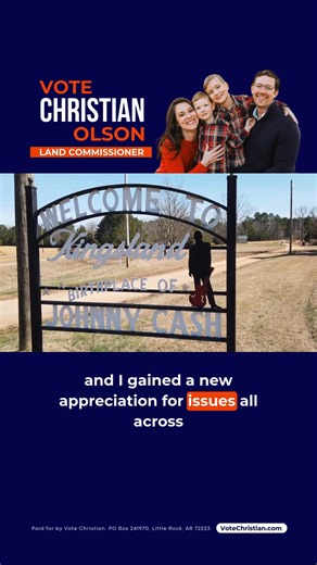 Christian Olson is running for Arkansas Land Commissioner with experience that spans the state – and he’s driven 20,000 miles just this campaign to hear from voters! From the Land Commissioner’s Office to the State Securities and Agriculture Departments, Christian has worked across Arkansas and understands the unique challenges each county faces. As a Conservative, he believes government should listen first—because people know what’s best for their communities. That’s why Christian Olson is runn