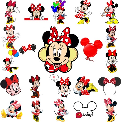 Minnie Mouse SVG Bundle, Minnie Mouse for Cricut, Minnie Mouse Png, Pink Minnie Mouse, Mouse Svg, Red Dress Polka Dots Polkadots Svg, Mouse - Etsy