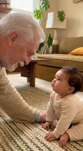 Grandpa Says ‘Boo!’ Softly… Baby Explodes With Giggles 😂❤️ Grandpa leans in close and says the softest “boo”… Baby jumps a little — then laughs the cutest giggle. A moment of gentle play older viewers adore. 🎬 AI-generated using Sora-2 to recreate joyful family interactions. #GrandpaAndBaby #BabyGiggles #FamilyLove #Sora2 #CuteMoments | Sakshi ravat12