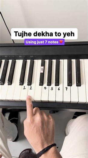 Tujhe dekha toh yeh-Simple Piano Tutorial #piano #shorts