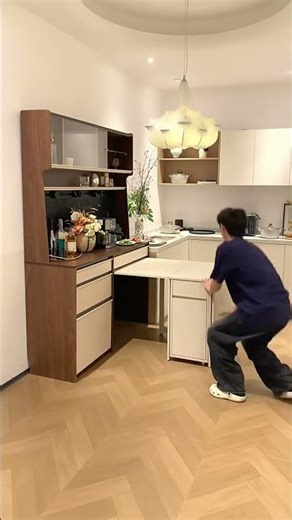 This Sideboard Is Hiding a Full Dining Table Inside — Watch #Shorts