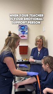 Emotional support 🤝 instructor Phlebotomy is by far our favorite module 🤩 #Phlebotomy #Phlebotomyteacher #PhlebotomyStudent #medicalassistantstudent #boiseidaho | Medical Career Academy