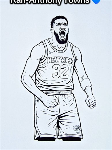 Coloring Karl-Anthony Towns💙#NBA #basketball #knicks #karlanthonytowns #coloring