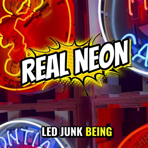 If you’re tired of plastic ‘neon’… you’re gonna love this. Hand-blown glass. Porcelain enamel face. Heavy steel can. This is how neon used to be made—before everything got cheap. Turn your garage into the kind of showroom people envy. | Porcelain Advertising | Facebook