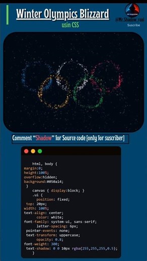 Winter Olympics Blizzard using Css | #coding #frontendcourse #webdesign #uidesignlearning