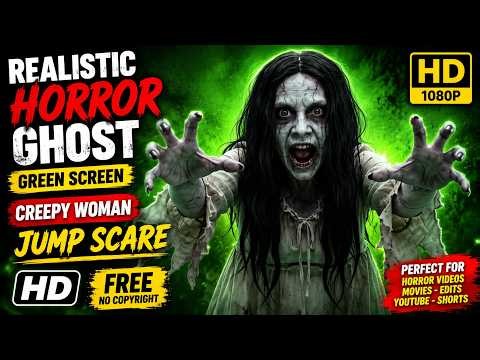 Realistic Horror Ghost Green Screen | Creepy Woman Jump Scare | HD Free No Copyright