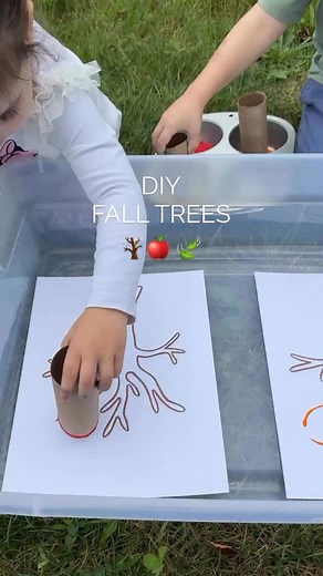 🍃🍁🌿DIY fall trees - using a toilet roll! This one was so fun for both my toddler and preschooler! 🙌🏻 To recreate this activity, use empty paper towel rolls to make the “leaves” on the tree. We used cardstock paper to draw or print a tree stump. Have your kids dip the bottom of the rolls in the paint and place them on the tree! Have fun! 🎉 ➡️Follow @lovebloomlearn for more easy play ideas! 🧚‍♀️ ✨🌈For more easy play ideas, check out my “Baby and Toddler Caregiver Play & Milestone guides.”