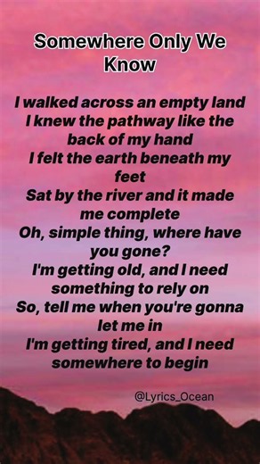 Keane ~ Somewhere Only We Know #lyrics #keane #somewhereonlyweknowlyric #song #shorts