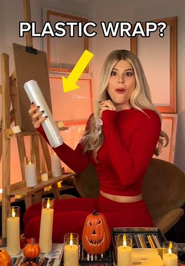 Creative Halloween Art Tutorial with Plastic Wrap