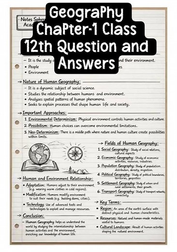 📚 Class 12 Geography Chapter 1 Question & Answer | NCERT Explained in Easy Notes ✍️🌍
