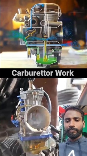 How does a Carburetor work? 🤯 Bike Engine Inside View