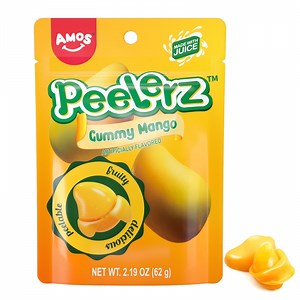 Amos Peelerz Gummies Peelable Mango Candy Resealable 2.19oz Bag (Pack of 3)