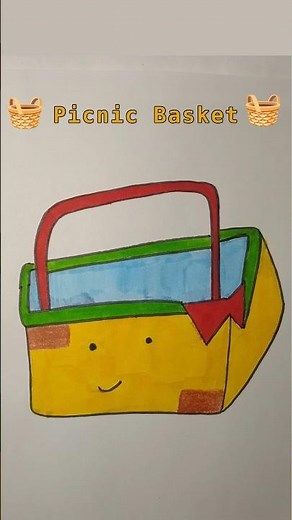 Easy Picnic Basket 🧺 Drawing #art #draw #drawingshorts