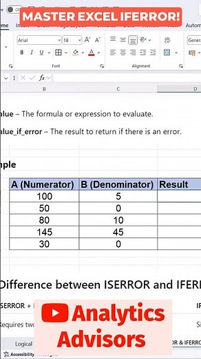 Mastering IFERROR in Excel: Simplify Your Formulas! #shorts