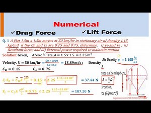 Numerical on Drag and Lift | Part 1 | Flow Around a Submerged Bodies | Fluid Mechanics