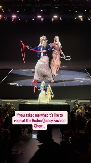 If you asked me what it’s like to rope at the Rodeo Quincy Fashion Show, I’d say it’s great. On a deeper level, it’s everything I want to be remembered for as a trick roper, blending a traditionally male-dominated western art with elegance, femininity, and a little bit of sparkle… in evening gowns and high heels. @rodeoquincy #TrickRoper #WesternArt #SpecialtyAct #charro #nfrfashion #womeninrodeo #womenwhorope | Spencer Rose Coughlin