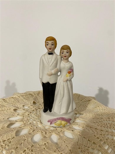 Vintage Matte Bride and Groom Cake Topper. - Etsy
