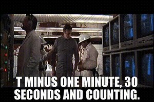 T minus one minute, 30 seconds and counting.