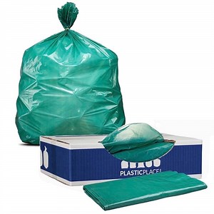 Plasticplace 12-16 Gallon Green Trash Bags, 1.0 Mil, 24" x 31", Thick Garbage Bags , 250 Count