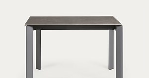 Axis extendable ceramic table in Vulcano Ceniza finish, anthracite steel legs 120 (180)cm