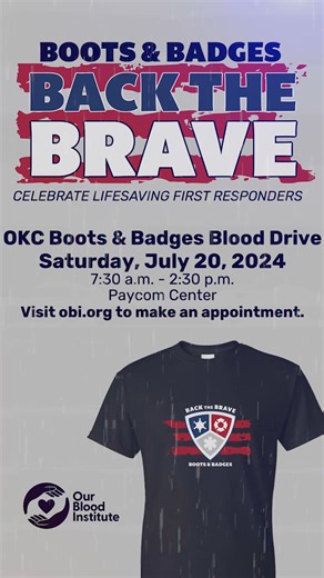 6.2K views · 20 reactions | July 20th at Paycom Center from 7:30am - 2:30pm. More information: https://ourbloodinstitute.org/events/okc-boots-badges-blood-drive/ | Oklahoma City Police Department | Facebook