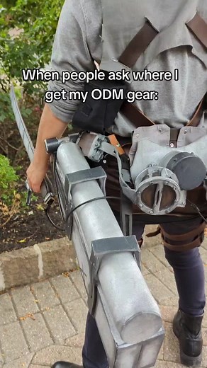 Not just the ODM gear but the jacket, straps, and harness are all handmade as well ☺️ #attackontitanseason4 #convention #levicosplay #leviackermancosplay #leviackerman #aotcosplay #attackontitanfinalseason #shingekinokyojin #animefyp #animetiktok #attackontitan #aot #cosplaytok #aotseason4 #attackontitancosplay #erenjaeger #odmgear