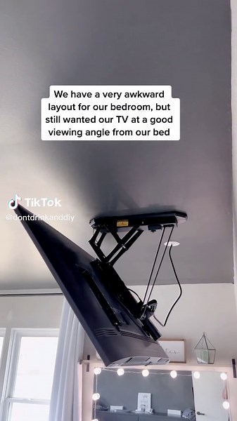 Ceiling Mounted TV Solution for Awkward Bedroom Layout