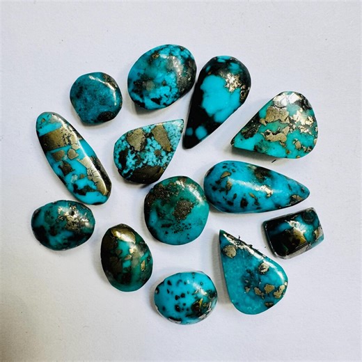 Firoza Pyrite Turquoise Cabochons: Jewelry Making Gemstones, 8-20mm, 80 Carat Lot - Etsy