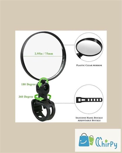 Universal Bicycle Rearview Mirror Adjustable Rotate Wide Angle Cycling Handlebar Rear View Mirror...