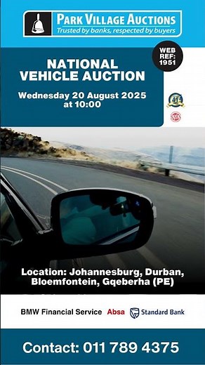 National Webcast Car Auction, 20 August, Repo Cars from Banks and Liquidators