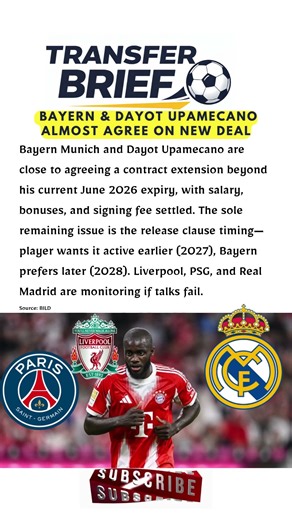 #Bayern & #Dayot #Upamecano almost agree on new deal | #football #footballtransfers