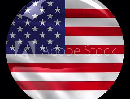 United States of America, USA, american Circle flag icon simple looped animation. Transparent backgound. 3d rendered movie with alpha channel.