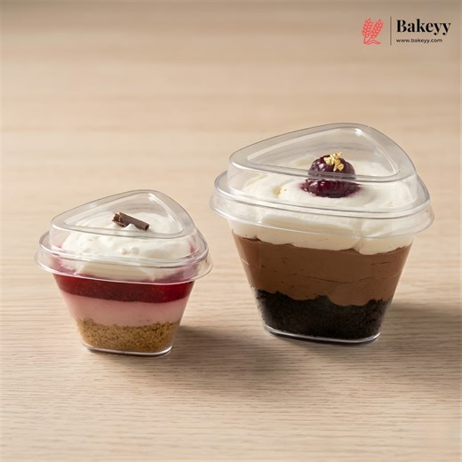 Triangular Dessert Container with Lid | Transparent PET Premium Desser
