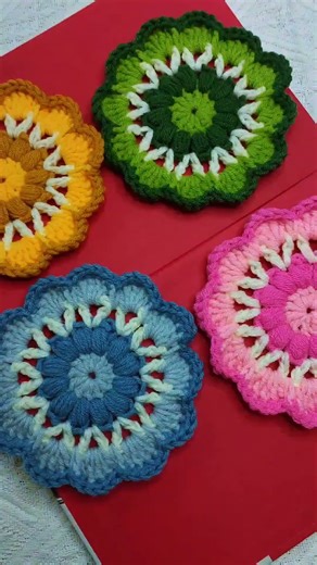Soft Crochet Home Decor 🌿 Flower & Coaster Tutorial for a Cozy Space 💕 #crochetcoasters