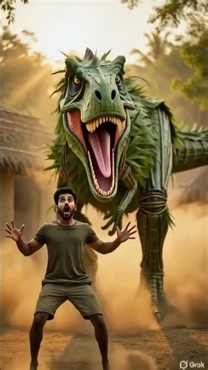 crafted his dinosaur from Bamboo streak and Palm leaves | Newjung#woodscraft #ai