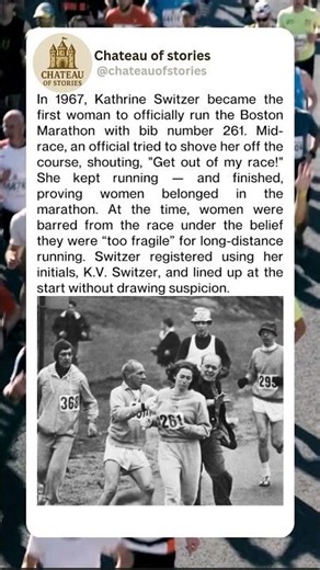 First woman to officially run the Boston Marathon