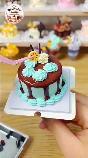 Miniature Baking | Cute Chocolate Drip Cake Tutorial 🍰 #MiniatureBaking #MiniCake #TinyCake #Shorts