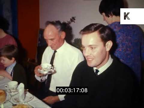 1960s UK, Family Eating Christmas Dinner, Home Movies
