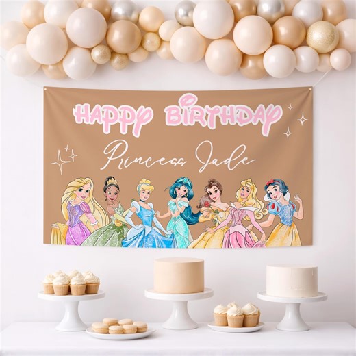 Princess Birthday Banner Template | Editable Canva Design | 60x36 DIY Sign | Instant Download - Etsy