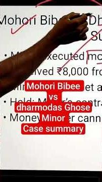 mohori Bibee vs Dharmodas ghose #indiancontract #businesslaw #sybcom #altamashsir #sabkoayega