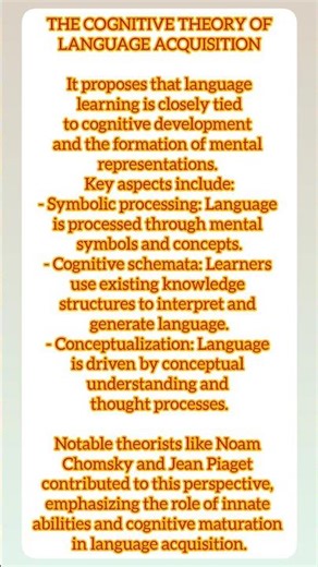 The Cognitive Theory of Language Acquisition