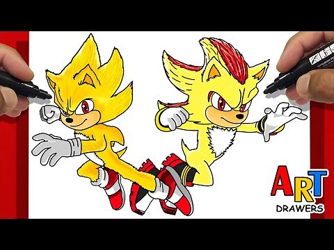 How To Draw Super Sonic & Super Shadow - The Hedgehog 3 - The best way ever 😍