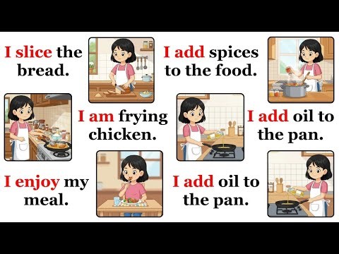 100 English Cooking Sentences | Learn Daily Kitchen English with Kids | English Speaking