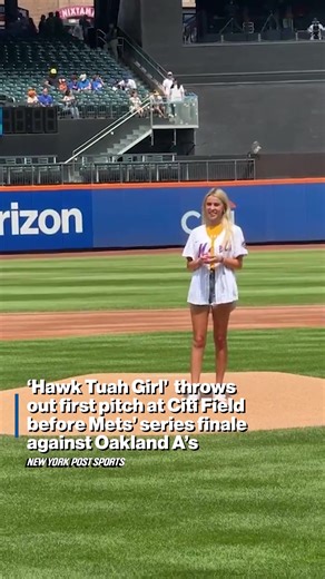 Hawk Tuah Girl First Pitch at Mets Game
