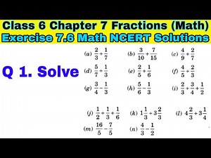Class 6 Ex 7.6 Q 1 | Fractions | Chapter 7 | Exercise 7.6 | Math NCERT Solutions | CBSE